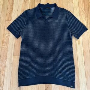 Rhone Navy Blue Striped Men's Polo Shirt